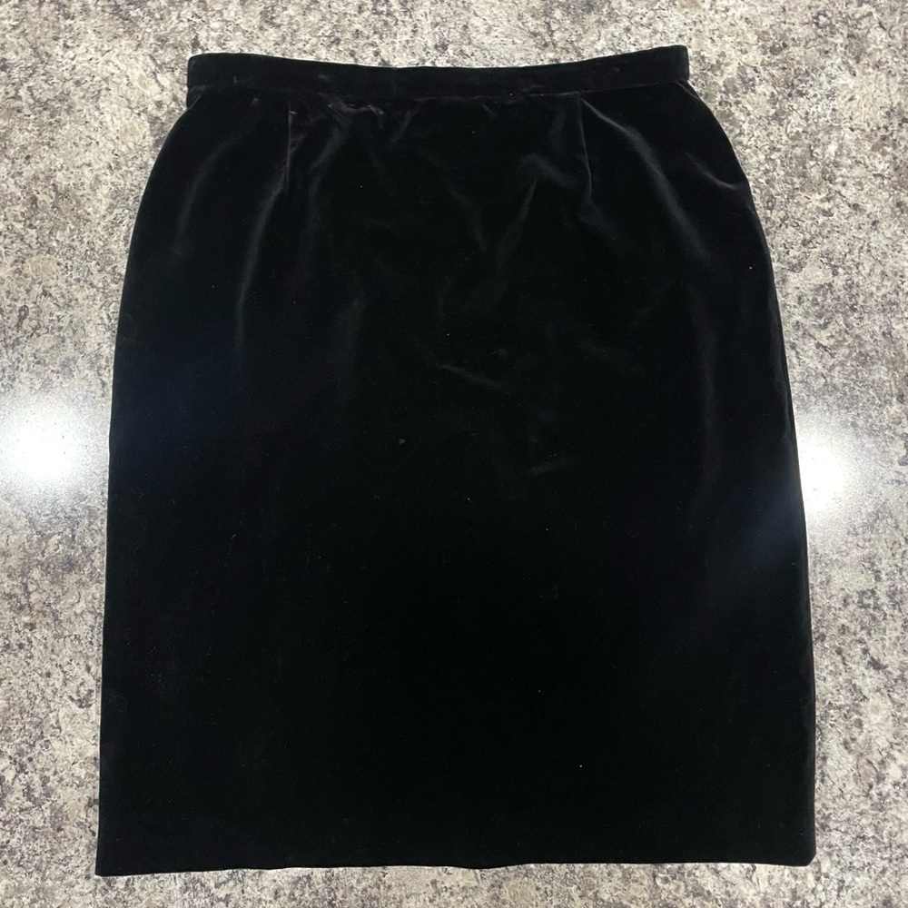 Vintage Giorgio Armani black velvet midi skirt